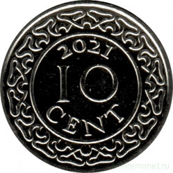 Монета. Суринам. 10 центов 2021 год.