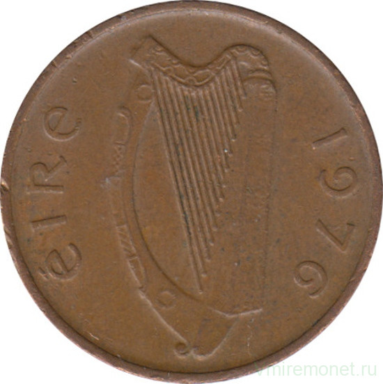 Монета. Ирландия. 1 пенни 1976 год.