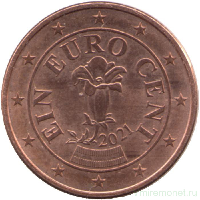 Монета. Австрия. 1 цент 2021 год.