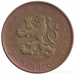 Монета. Чехия. 50 крон 1993 год.