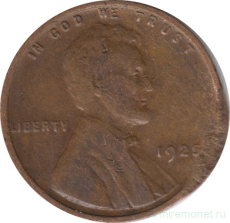 Монета. США. 1 цент 1925 год.
