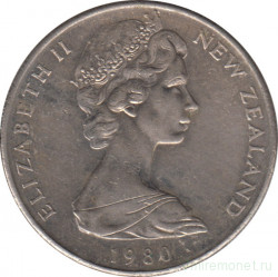 Монета. Новая Зеландия. 20 центов 1980 год.