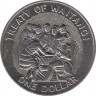 Монета. Новая Зеландия. 1 доллар 1990 год. 150 лет подписанию Договора Вайтанги. ав.