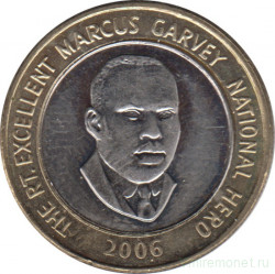 Монета. Ямайка. 20 долларов 2006 год.