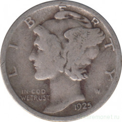 Монета. США. 10 центов 1925 год.