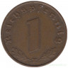 Монета. Германия. Третий Рейх. 1 рейхспфенниг 1937 год. Монетный двор - Мюльденхаттен (E).