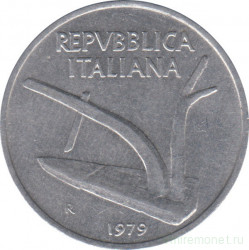 Монета. Италия. 10 лир 1979 год.