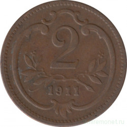 Монета. Австро-Венгерская империя. 2 геллера 1911 год.