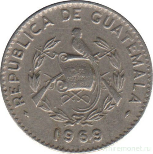 Монета. Гватемала. 5 сентаво 1969 год.