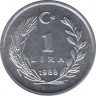 Монета. Турция. 1 лира 1988 год. ав.