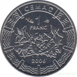 Монета. Центральноафриканский экономический и валютный союз (ВЕАС). 1 франк 2006 год.