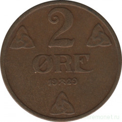 Монета. Норвегия. 2 эре 1929 год.