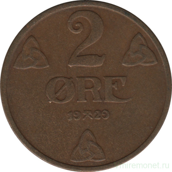 Монета. Норвегия. 2 эре 1929 год.
