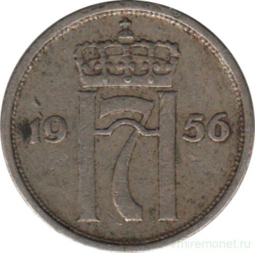 Монета. Норвегия. 10 эре 1956 год.