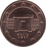 Монета. Мальта. 2 цента 2017 год. ав.