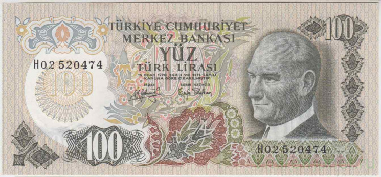 Банкнота. Турция. 100 лир 1979 год. Тип 189 (2-1).