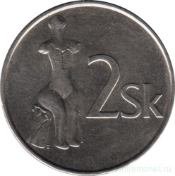 Монета. Словакия. 2 кроны 1993 год.