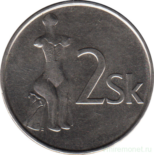 Монета. Словакия. 2 кроны 1993 год.
