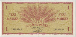 Банкнота. Финляндия. 1 марка 1963 год. Тип 98A(19).
