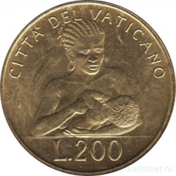Монета. Ватикан. 200 лир 1992 год.