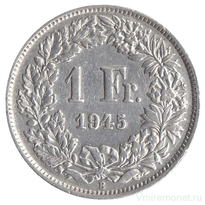 Монета. Швейцария. 1 франк 1945 год.