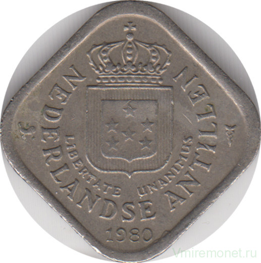 Монета. Нидерландские Антильские острова. 5 центов 1980 год.