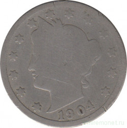 Монета. США. 5 центов 1904 год.