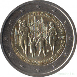 Монета. Ватикан. 2 евро 2012 год. 7-я всемирная встреча семей. Буклет, коинкарта.