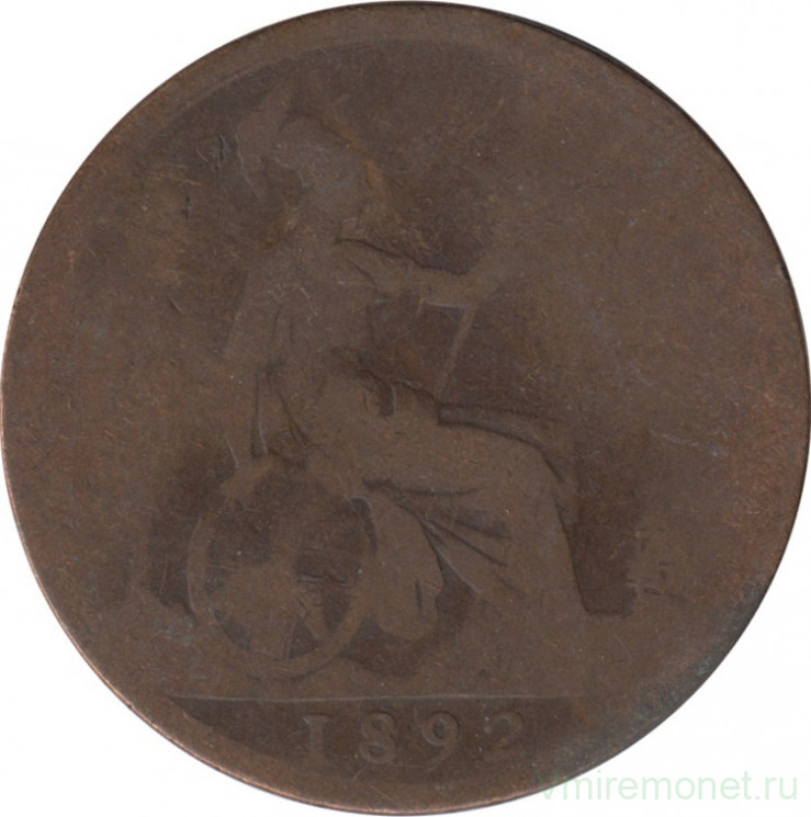Монета. Великобритания. 1 пенни 1892 год.