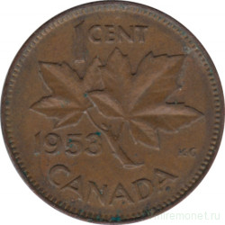 Монета. Канада. 1 цент 1953 год.