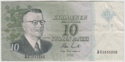 Банкнота. Финляндия. 10 марок 1963 год. Тип 104r(51).