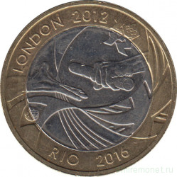 Монета. Великобритания. 2 фунта 2012 год. Передача Олимпиады в Рио.