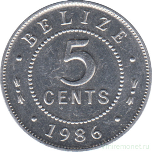 Монета. Белиз. 5 центов 1986 год.