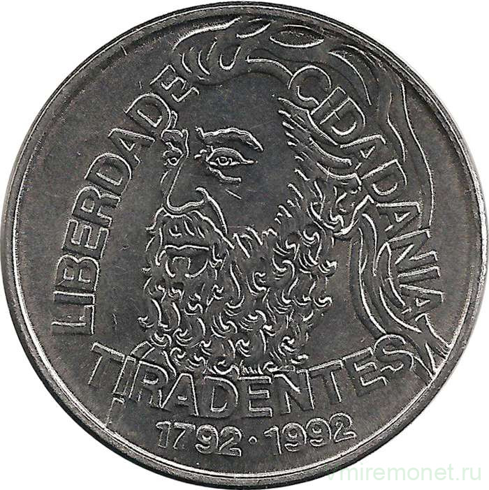 Монета. Бразилия. 5000 крузейро 1992 год. 200 лет со дня смерти Тирадентиса.