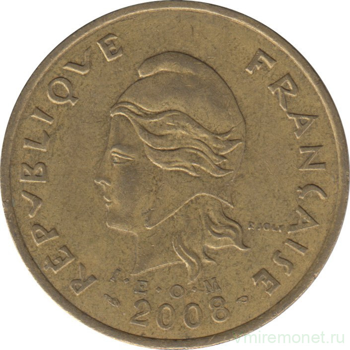 Монета. Французская Полинезия. 100 франков 2008 год.