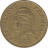 Монета. Французская Полинезия. 100 франков 2008 год. ав.