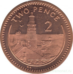 Монета. Гибралтар. 2 пенса 2000 год.