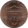 Реверс. Монета. США. 1 цент 2014 год. Монетный двор D.