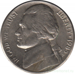 Монета. США. 5 центов 1985 год. Монетный двор P.