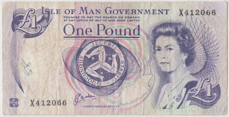 Банкнота. Остров Мэн. 1 фунт 1990 - 2009 года. Тип 40b.