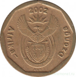 Монета. Южно-Африканская республика (ЮАР). 10 центов 2002 год.