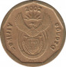 Монета. Южно-Африканская республика (ЮАР). 10 центов 2002 год. ав.