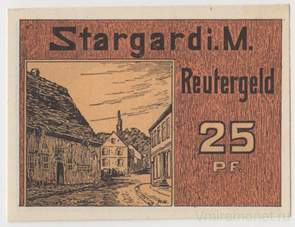 Бона. Нотгельд. Германия. Город Штаргард. 25 пфеннигов 1922 год. Вариант 1253.1.2.