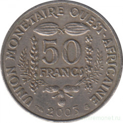 Монета. Западноафриканский экономический и валютный союз (ВСЕАО). 50 франков 2003 год.