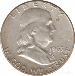 Монета. США. 50 центов 1963 год. Франклин.