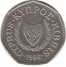  Монета. Кипр. 50 центов 1996 год. ав.