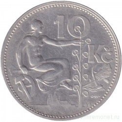 Монета. Чехословакия. 10 крон 1930 год.