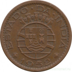 Монета. Португальская Индия. 1 танга 1952 год.