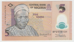 Банкнота. Нигерия. 5 найр 2011 год.