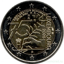 Монета. Люксембург. 2 евро 2025 год. 75 лет Декларации Шумана.